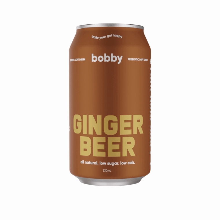 Australian-made ginger beer soft drink, a better-for-you alternative that is low in calories and sugar filled with prebiotics to aid in gut digestion.